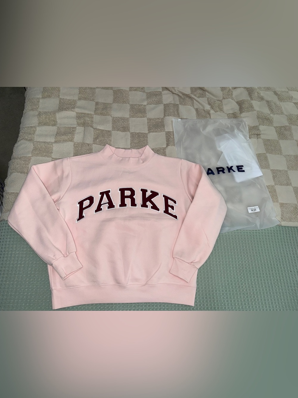 Parke Varsity Mockneck Sweatshirt Rose & Port Pink Maroon S/M FLC-VARMOCK